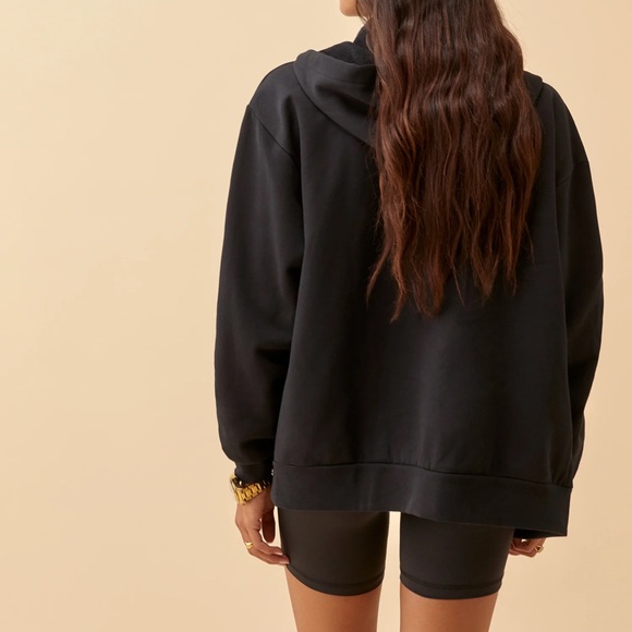 Reformation Paige Zip Hoodie in Black Size Medium - Picture 3 of 12